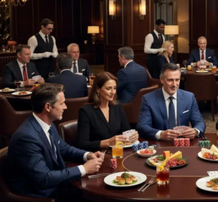 Événement d’entreprise avec tables de poker et cocktails au Bright Clean Team Lounge