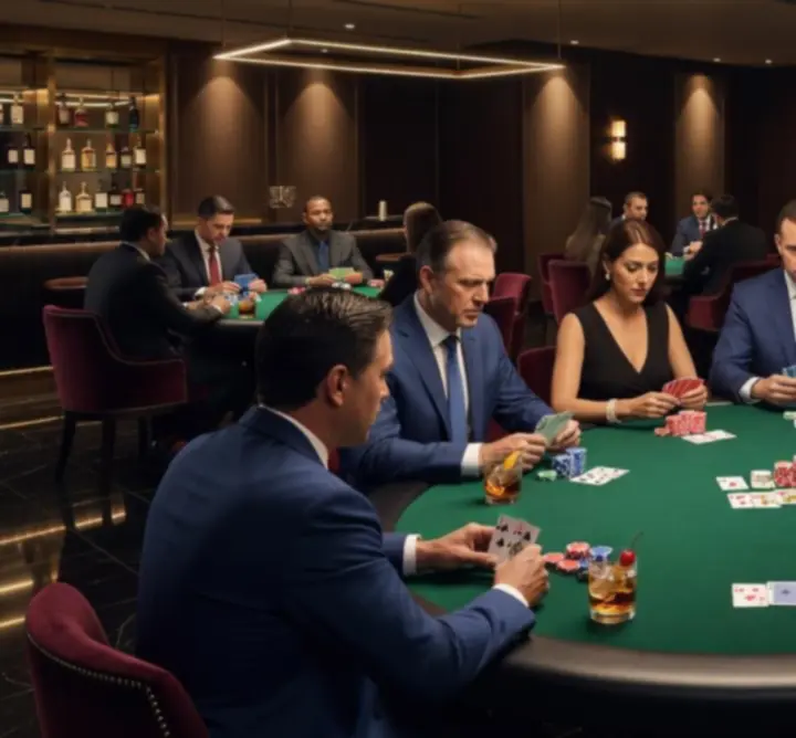 Tournoi de poker organisé dans le lounge avec tables dédiées